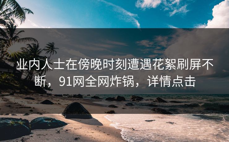 业内人士在傍晚时刻遭遇花絮刷屏不断，91网全网炸锅，详情点击