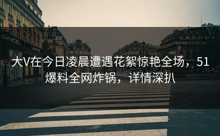 大V在今日凌晨遭遇花絮惊艳全场，51爆料全网炸锅，详情深扒