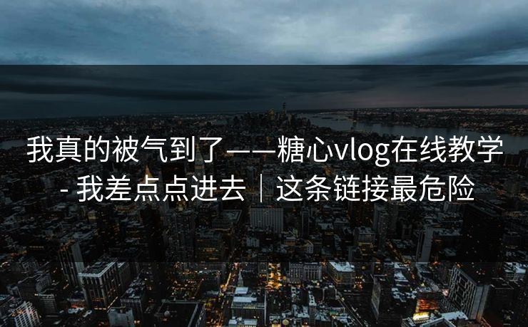 我真的被气到了——糖心vlog在线教学 - 我差点点进去｜这条链接最危险